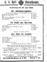 Theaterzettel (Oper und Burgtheater in Wien) 18690722 Seite: 1