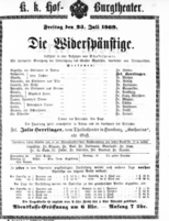 Theaterzettel (Oper und Burgtheater in Wien) 18690723 Seite: 1