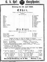 Theaterzettel (Oper und Burgtheater in Wien) 18690725 Seite: 1