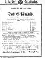 Theaterzettel (Oper und Burgtheater in Wien) 18690726 Seite: 1