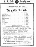 Theaterzettel (Oper und Burgtheater in Wien) 18690727 Seite: 1