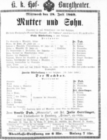 Theaterzettel (Oper und Burgtheater in Wien) 18690728 Seite: 1