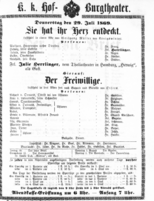 Theaterzettel (Oper und Burgtheater in Wien) 18690729 Seite: 1