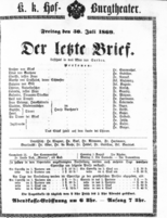 Theaterzettel (Oper und Burgtheater in Wien) 18690730 Seite: 1