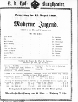 Theaterzettel (Oper und Burgtheater in Wien) 18690812 Seite: 1