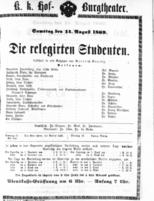 Theaterzettel (Oper und Burgtheater in Wien) 18690814 Seite: 1