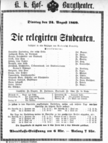 Theaterzettel (Oper und Burgtheater in Wien) 18690824 Seite: 1