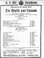 Theaterzettel (Oper und Burgtheater in Wien) 18690830 Seite: 1