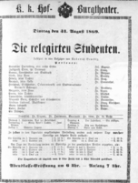 Theaterzettel (Oper und Burgtheater in Wien) 18690831 Seite: 1