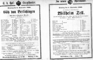 Theaterzettel (Oper und Burgtheater in Wien) 18690905 Seite: 1