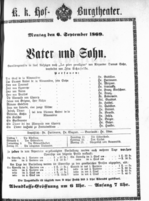 Theaterzettel (Oper und Burgtheater in Wien) 18690906 Seite: 1