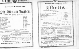 Theaterzettel (Oper und Burgtheater in Wien) 18690909 Seite: 1
