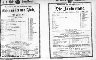 Theaterzettel (Oper und Burgtheater in Wien) 18690923 Seite: 1
