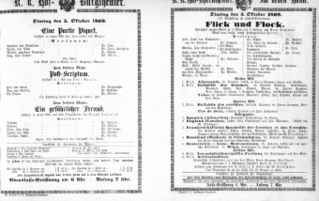 Theaterzettel (Oper und Burgtheater in Wien) 18691005 Seite: 1