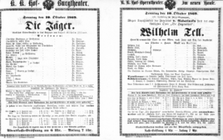 Theaterzettel (Oper und Burgtheater in Wien) 18691010 Seite: 1