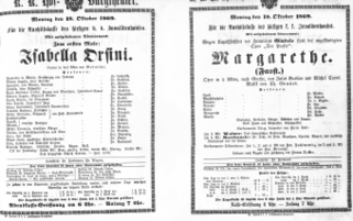 Theaterzettel (Oper und Burgtheater in Wien) 18691018 Seite: 1