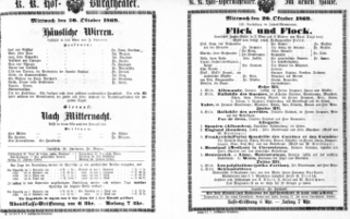 Theaterzettel (Oper und Burgtheater in Wien) 18691020 Seite: 1