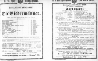 Theaterzettel (Oper und Burgtheater in Wien) 18691029 Seite: 1
