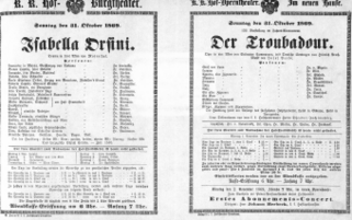 Theaterzettel (Oper und Burgtheater in Wien) 18691031 Seite: 1