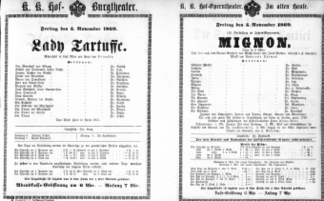 Theaterzettel (Oper und Burgtheater in Wien) 18691105 Seite: 1