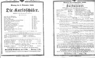 Theaterzettel (Oper und Burgtheater in Wien) 18691108 Seite: 1