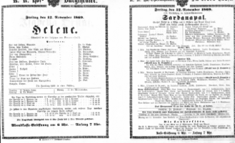 Theaterzettel (Oper und Burgtheater in Wien) 18691112 Seite: 1