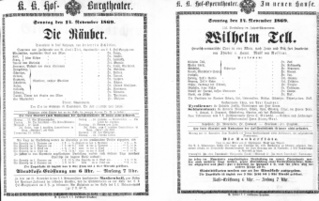 Theaterzettel (Oper und Burgtheater in Wien) 18691114 Seite: 1