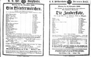 Theaterzettel (Oper und Burgtheater in Wien) 18691115 Seite: 1