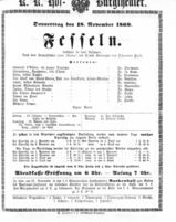 Theaterzettel (Oper und Burgtheater in Wien) 18691118 Seite: 1