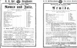 Theaterzettel (Oper und Burgtheater in Wien) 18691120 Seite: 1