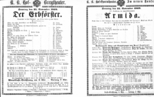Theaterzettel (Oper und Burgtheater in Wien) 18691121 Seite: 1