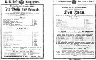 Theaterzettel (Oper und Burgtheater in Wien) 18691123 Seite: 1