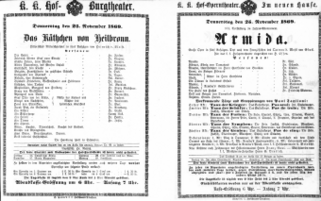 Theaterzettel (Oper und Burgtheater in Wien) 18691125 Seite: 1
