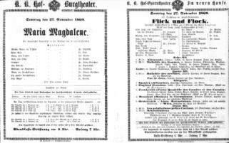 Theaterzettel (Oper und Burgtheater in Wien) 18691127 Seite: 1