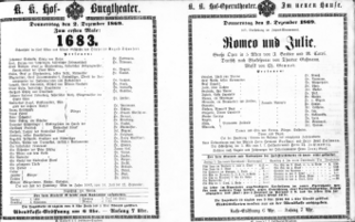 Theaterzettel (Oper und Burgtheater in Wien) 18691202 Seite: 1