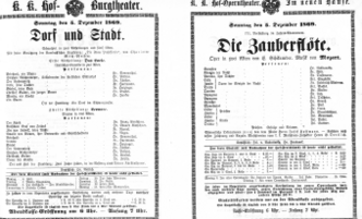 Theaterzettel (Oper und Burgtheater in Wien) 18691205 Seite: 1