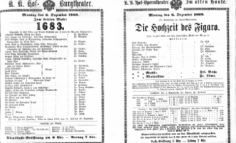 Theaterzettel (Oper und Burgtheater in Wien) 18691206 Seite: 1