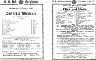 Theaterzettel (Oper und Burgtheater in Wien) 18691210 Seite: 1