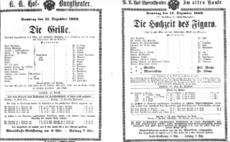 Theaterzettel (Oper und Burgtheater in Wien) 18691211 Seite: 1