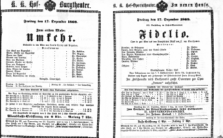 Theaterzettel (Oper und Burgtheater in Wien) 18691217 Seite: 1
