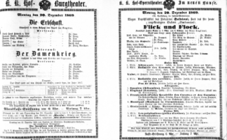 Theaterzettel (Oper und Burgtheater in Wien) 18691220 Seite: 1