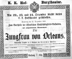 Theaterzettel (Oper und Burgtheater in Wien) 18691222 Seite: 1
