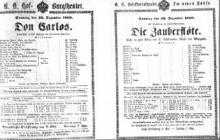 Theaterzettel (Oper und Burgtheater in Wien) 18691226 Seite: 1
