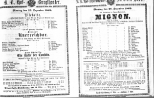 Theaterzettel (Oper und Burgtheater in Wien) 18691227 Seite: 1