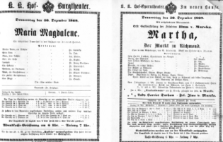 Theaterzettel (Oper und Burgtheater in Wien) 18691230 Seite: 1