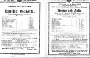 Theaterzettel (Oper und Burgtheater in Wien) 18700106 Seite: 1