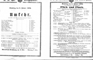 Theaterzettel (Oper und Burgtheater in Wien) 18700108 Seite: 1