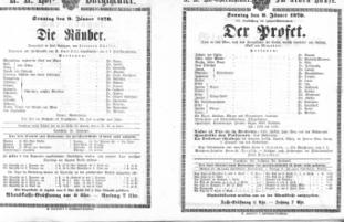 Theaterzettel (Oper und Burgtheater in Wien) 18700109 Seite: 1