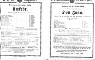 Theaterzettel (Oper und Burgtheater in Wien) 18700116 Seite: 1