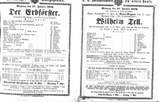 Theaterzettel (Oper und Burgtheater in Wien) 18700117 Seite: 1